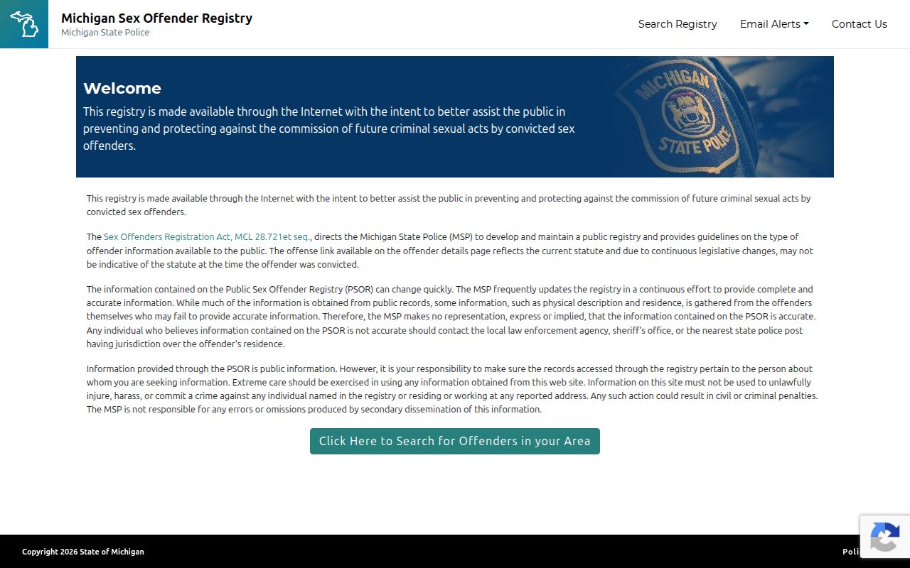 Michigan registry source for a qualifying Genesee County release photo