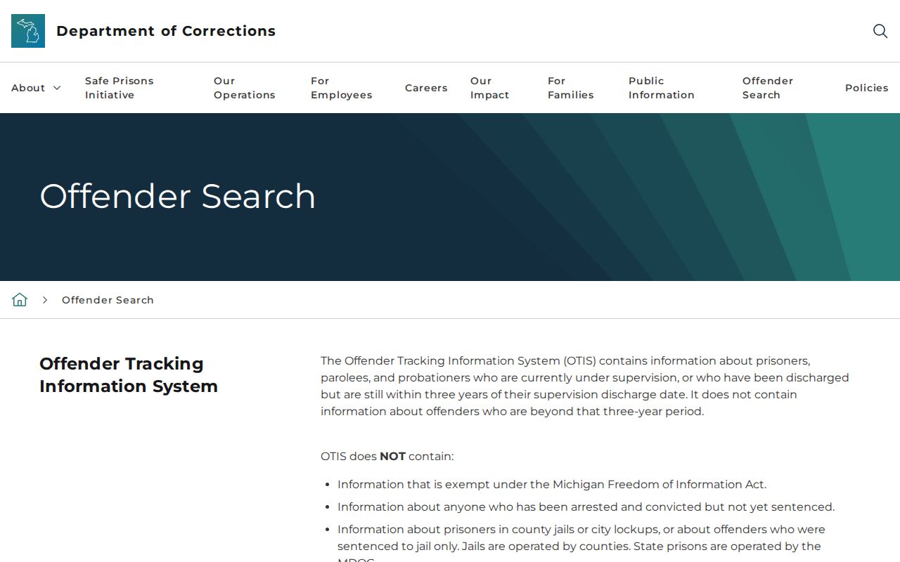 Michigan OTIS coverage for Genesee County released inmate records